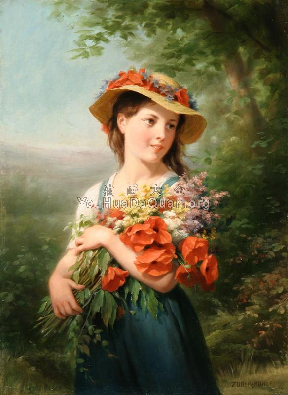 Jeune Fille au Bouquet de Fleurs des Champs - 弗里茨·佐伯·比勒